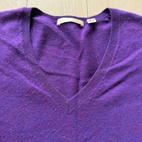 Uniqlo 100% Cashmere V-Neck Sweater in Purple Heather Women’s Size XS - Picture 7 of 9